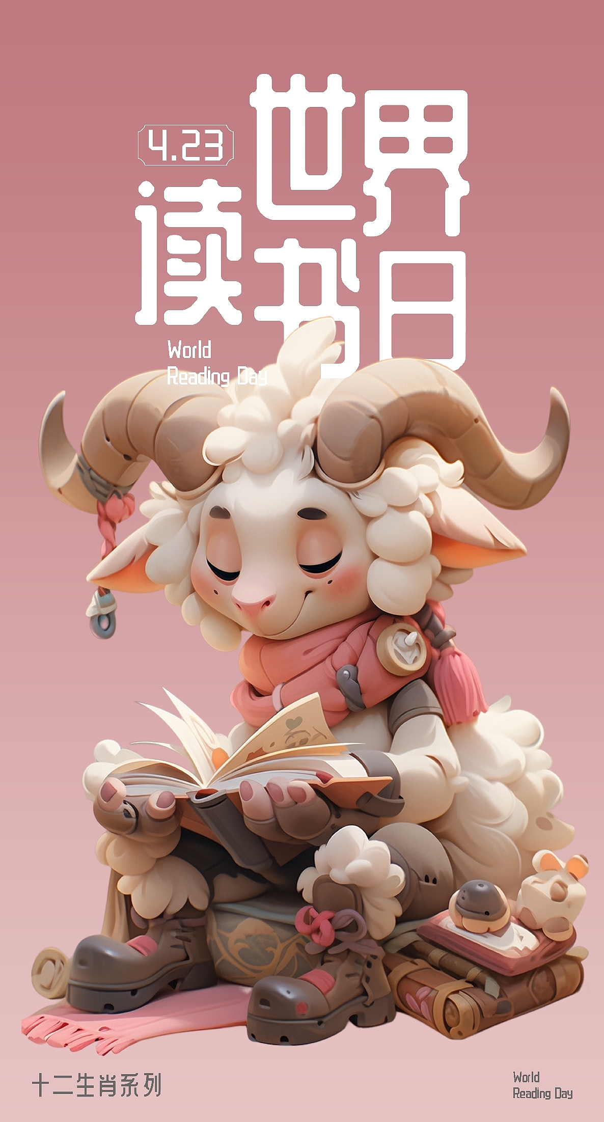 世界读书日海报--十二生肖系列 AIGC
