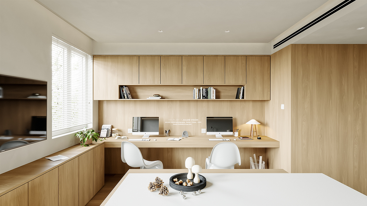 现代原木风效果图表现