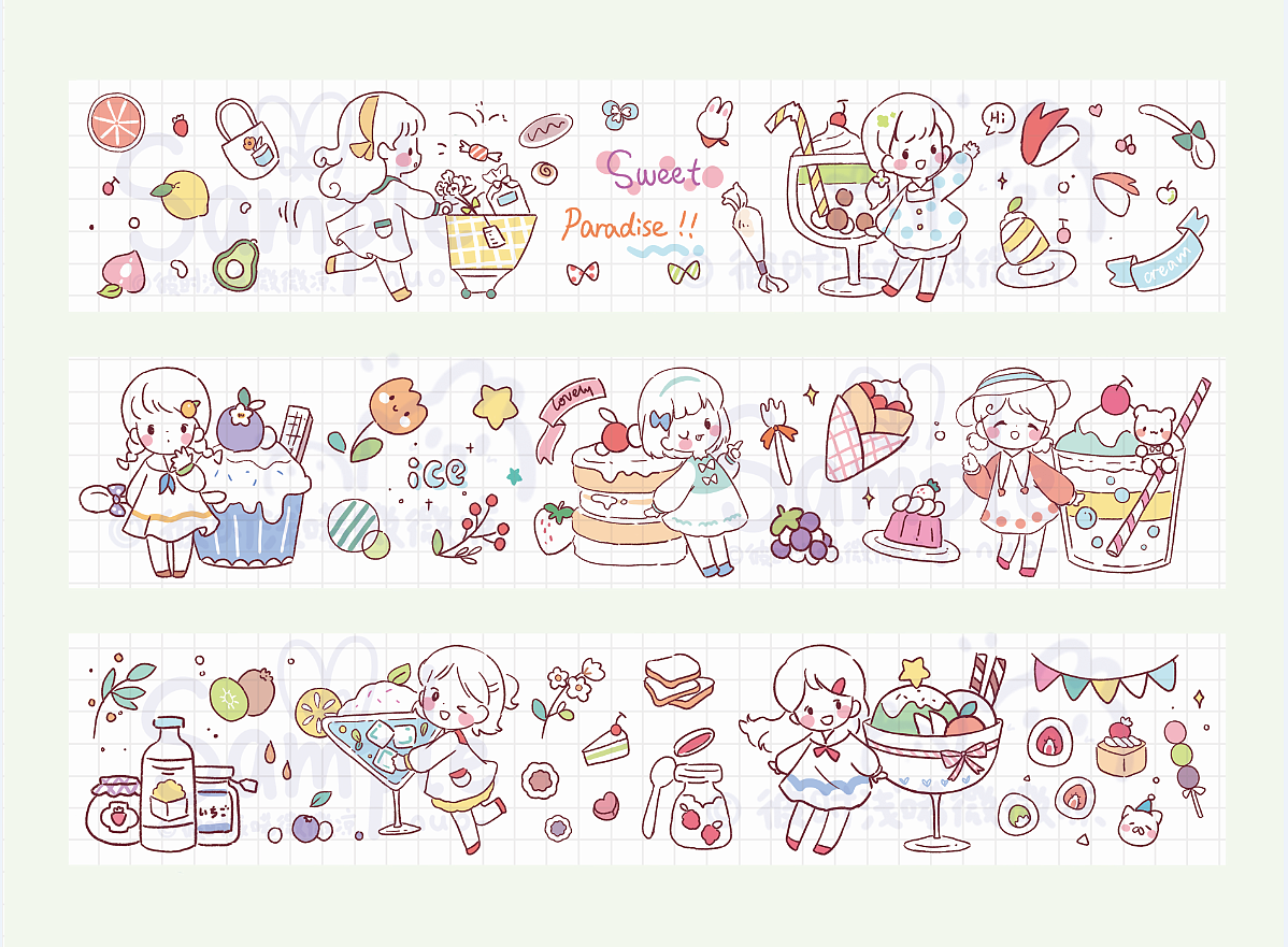 是之前畫的鹽系膠帶稿呀（圖ZMzA1MDkwNjU2） - 藝術(shù)插畫 - 站酷設(shè)計(jì)師彼時(shí)淺喏微微涼原創(chuàng)素材 - 站酷ZCOOL