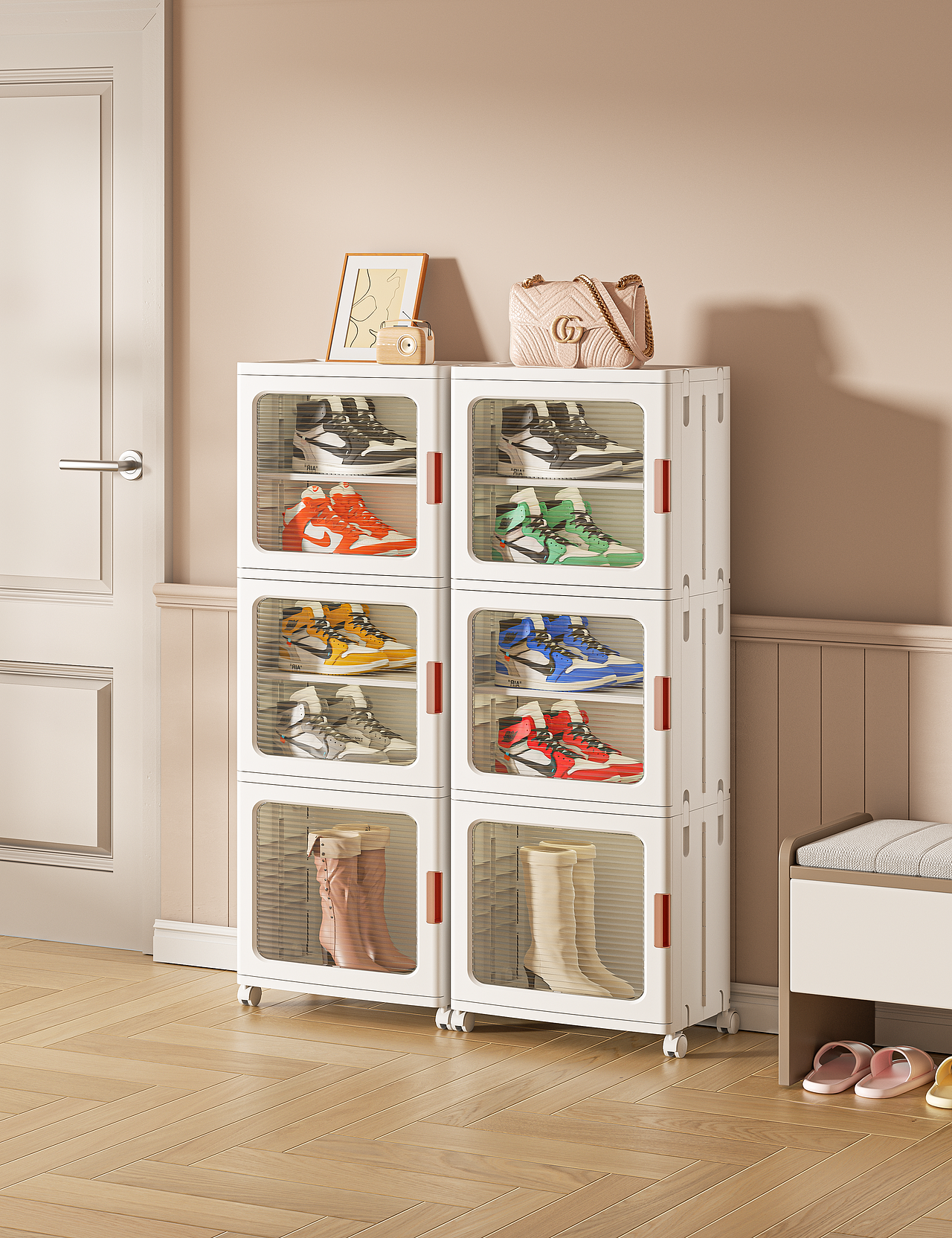 折叠收纳柜渲染+详情页设计