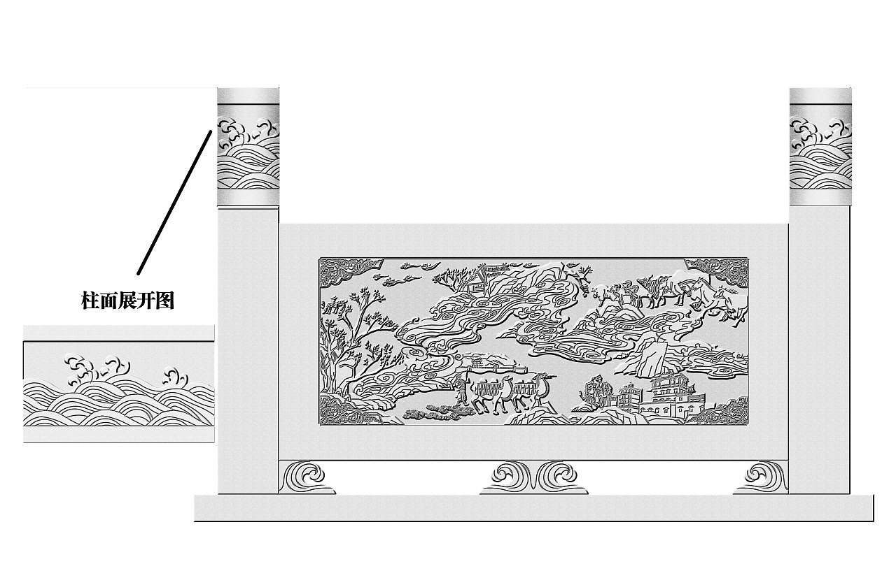 汉白玉石栏杆浮雕效果图欣赏