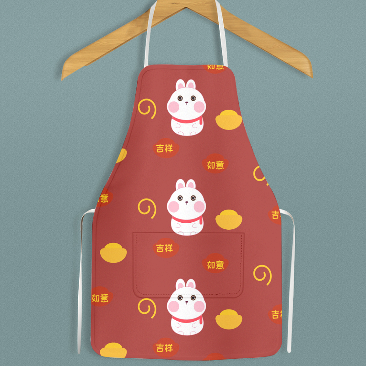 红色喜庆兔子围裙