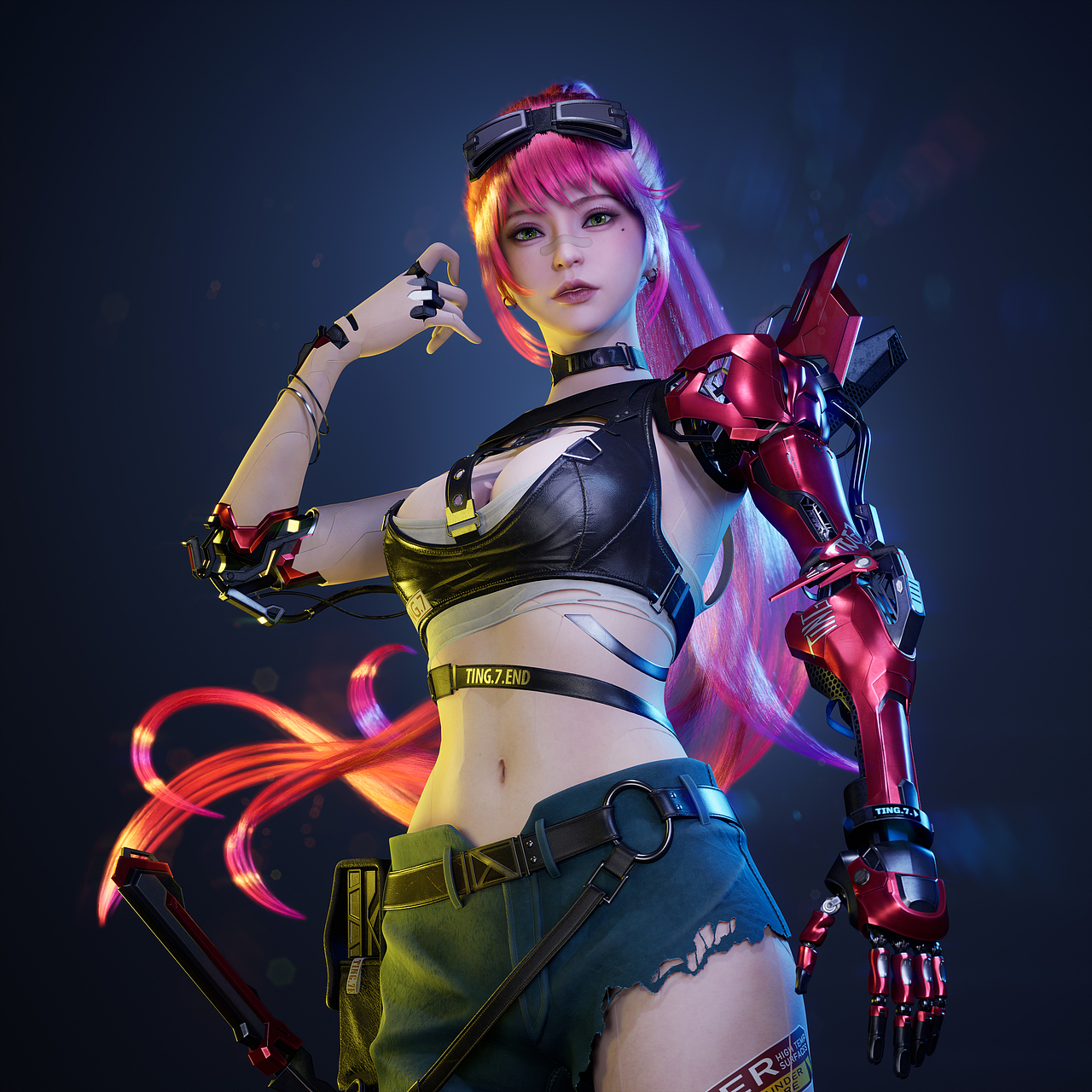 红色机械臂的赛博女孩（图ZMzY5OTAyMjc2） - 人物/生物 - 站酷设计师夏昌琪原创素材 - 站酷ZCOOL