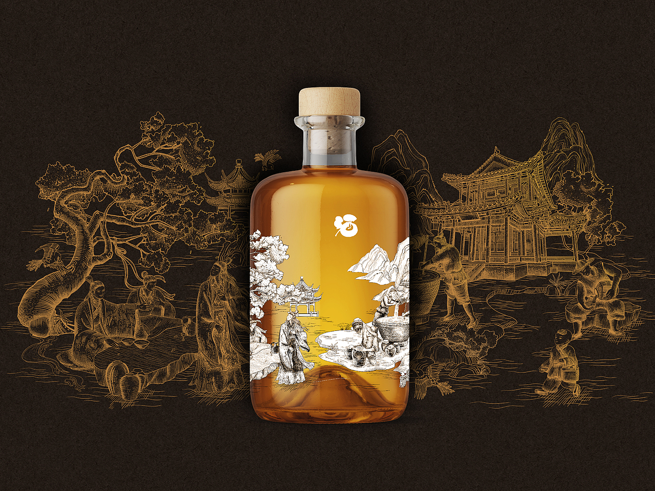 酒包装设计 | 版画风格插画