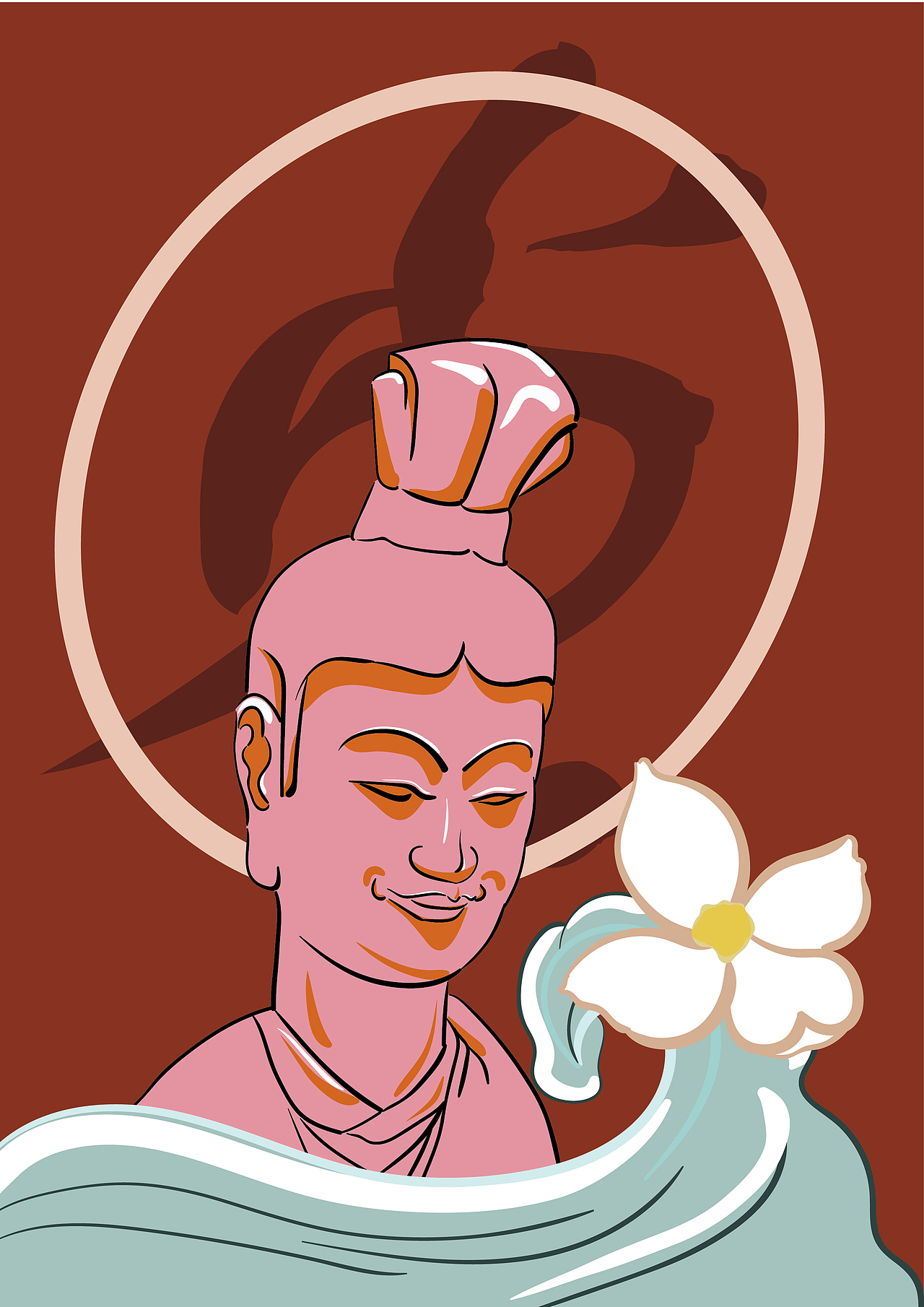 麦积山石窟插画,文创