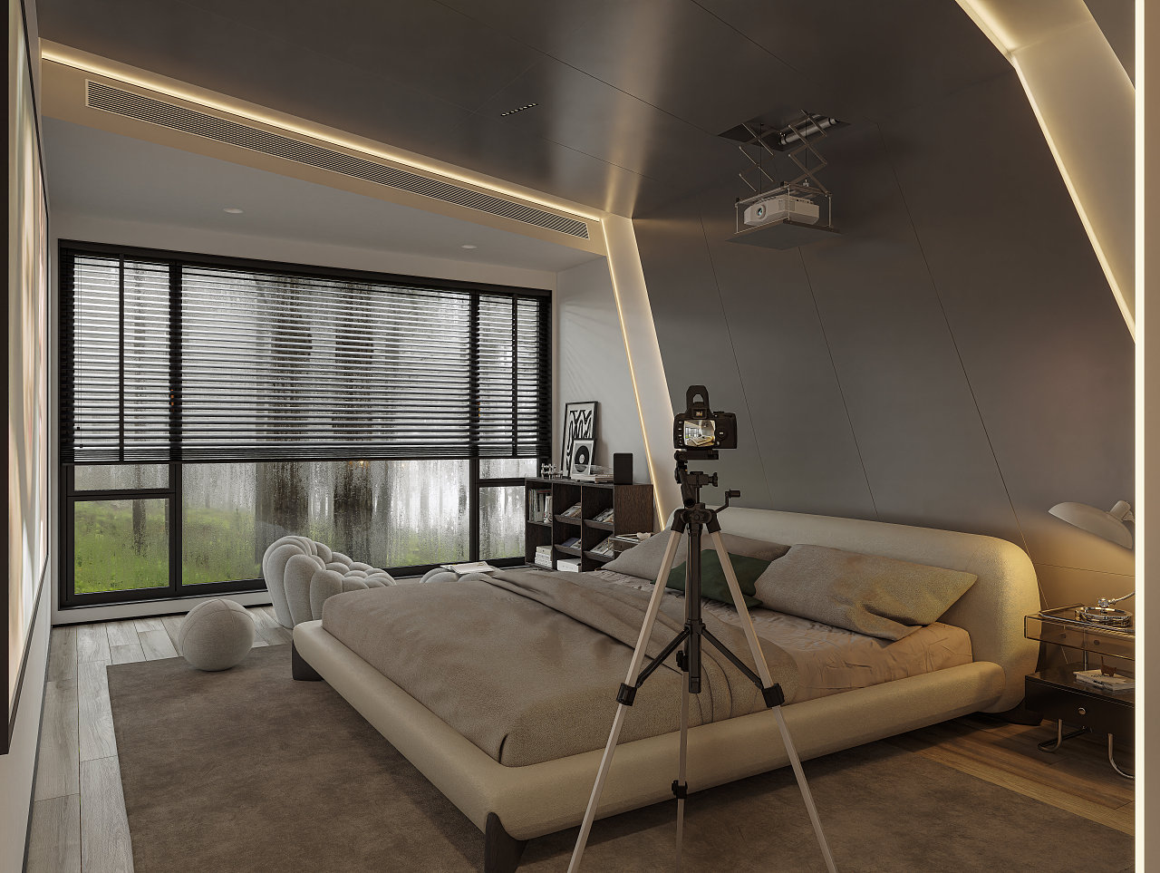 氛围感雨天卧室,想和你爱的人一起进洗手间么。