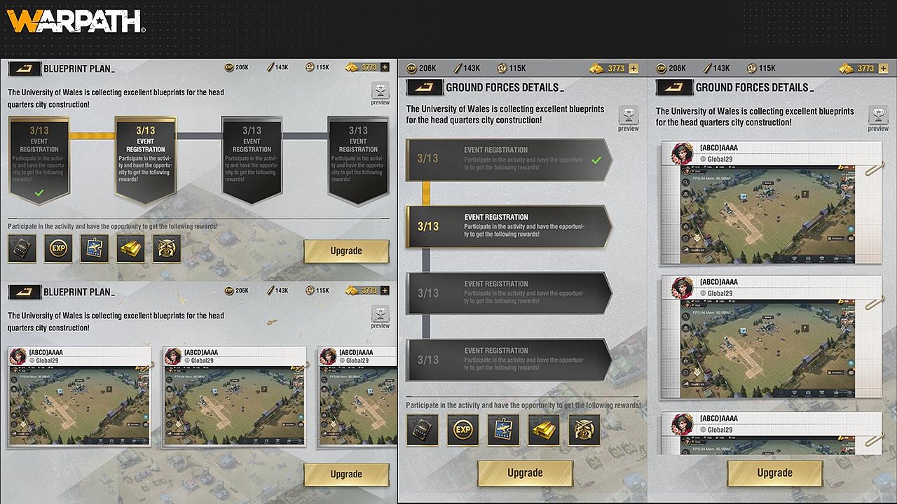 莉莉丝SLG《WARPATH-战火勋章》UI界面