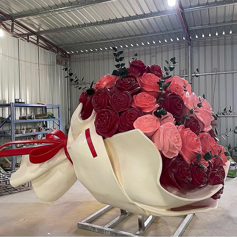 520仿真玫瑰花束装置园林美陈雕塑摆件
