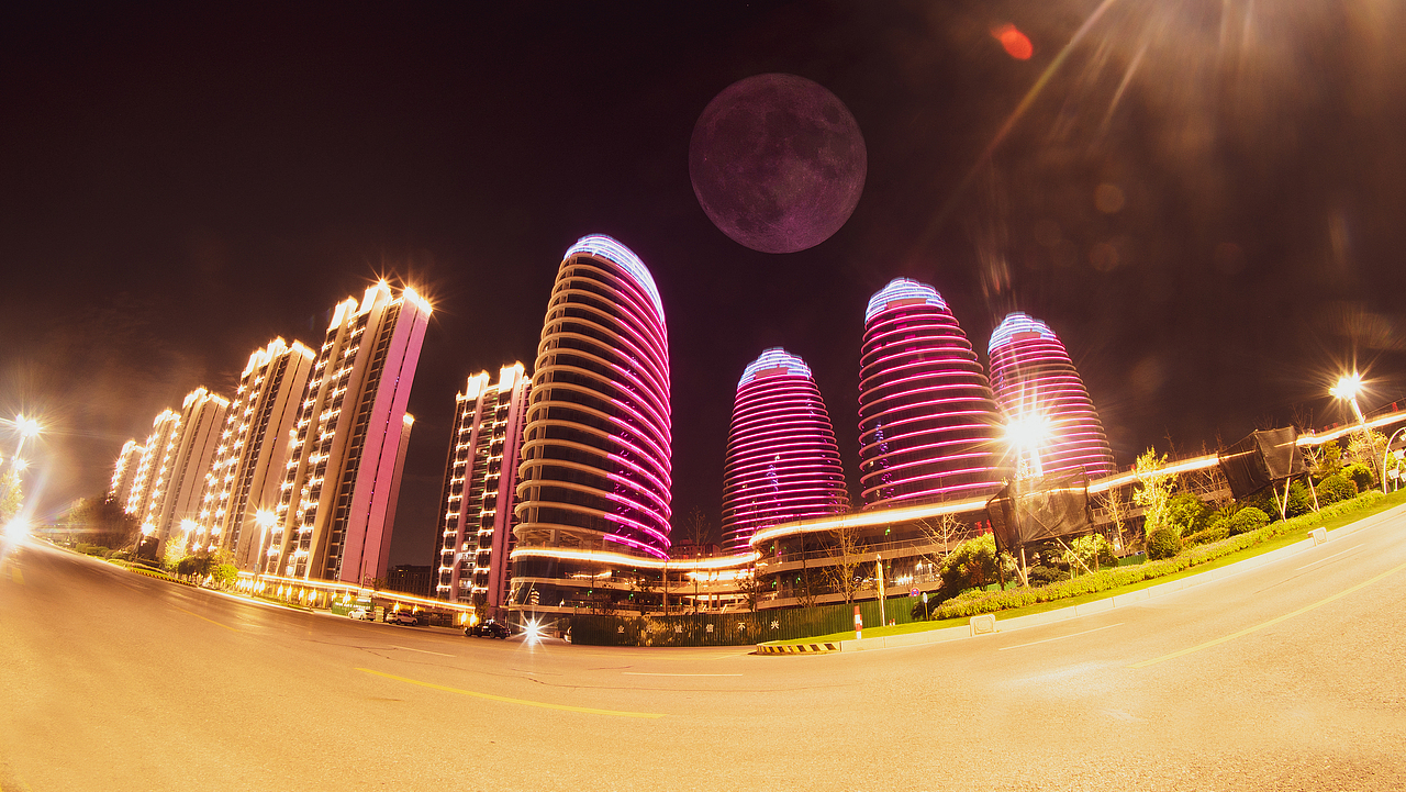 湖州地标广弘新天地大象酒店夜景摄影