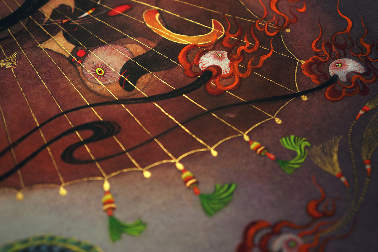 《五尾赤炎狐.竜虎伞道.破势魃.金蚩》白中南颜彩-人川