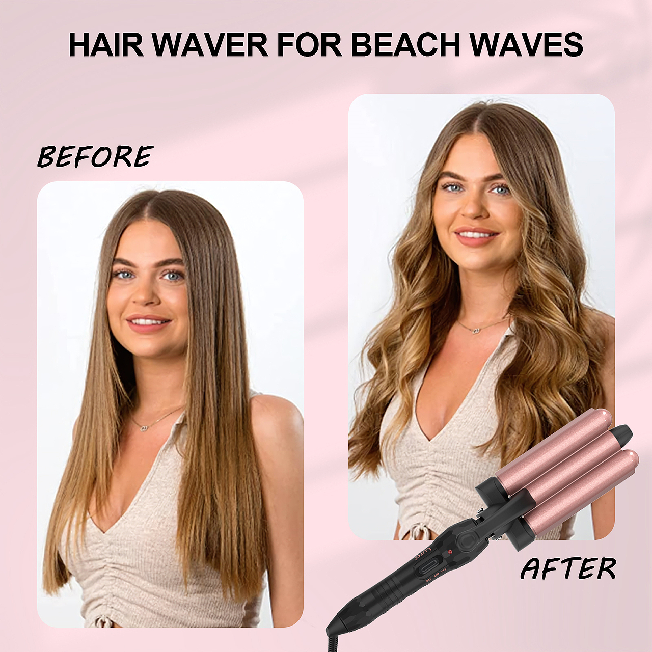 亚马逊主副图A+页面设计 三筒卷发器 卷发棒