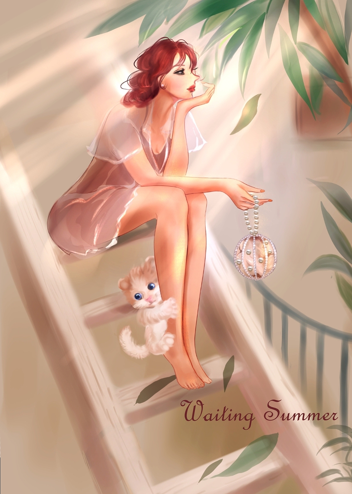Summer and Cat（图ZMzA5NzUwMzgw） - 艺术插画 - 站酷设计师田面酱原创素材 - 站酷ZCOOL