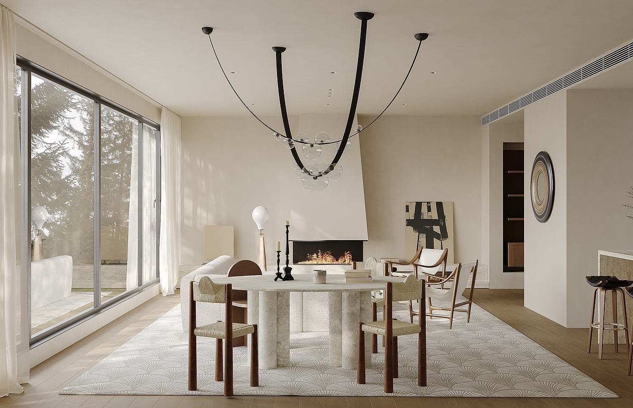 诧寂风格客餐厅（图ZMzIyNTE1MzY4） - 家装设计 - 站酷设计师效果表现原创素材 - 站酷ZCOOL