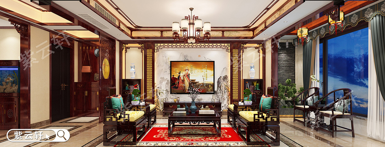中式别墅古典装修 客厅