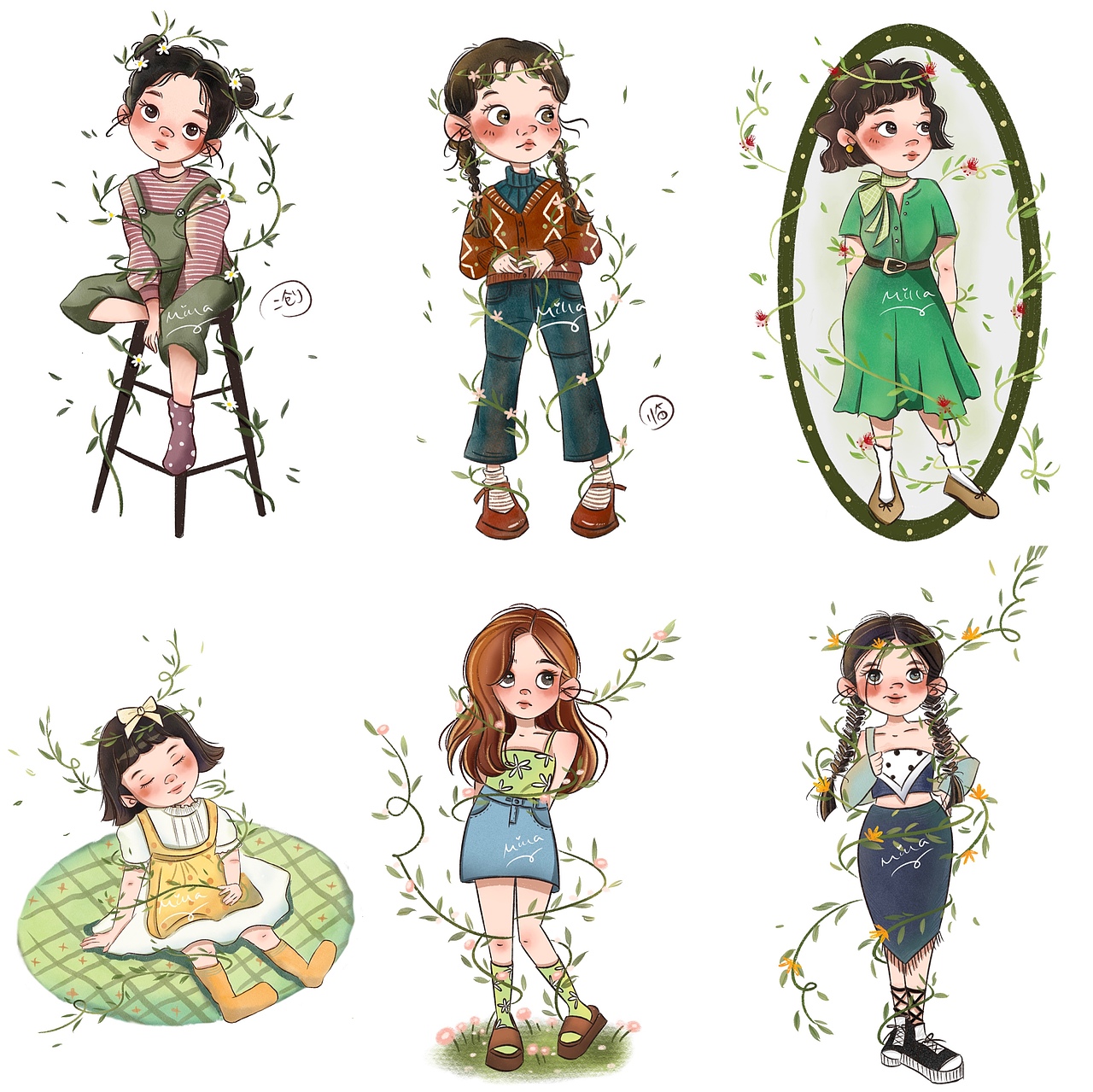 第一排第二张是临摹,其他是原创