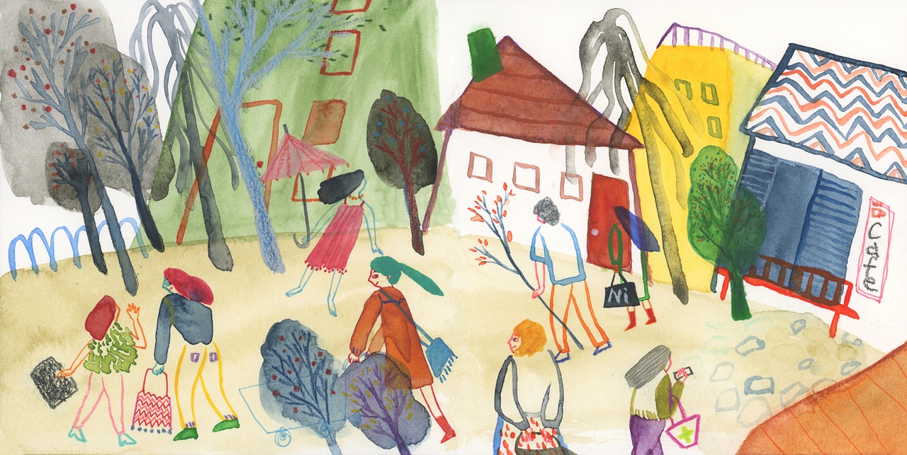 小镇里的人（图ZMzcwNzE4MjE2） - 艺术插画 - 站酷设计师Ni9插画原创素材 - 站酷ZCOOL