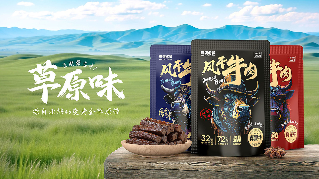 食品包装设计 牛肉干包装设计 休闲零食包装 卤味食品