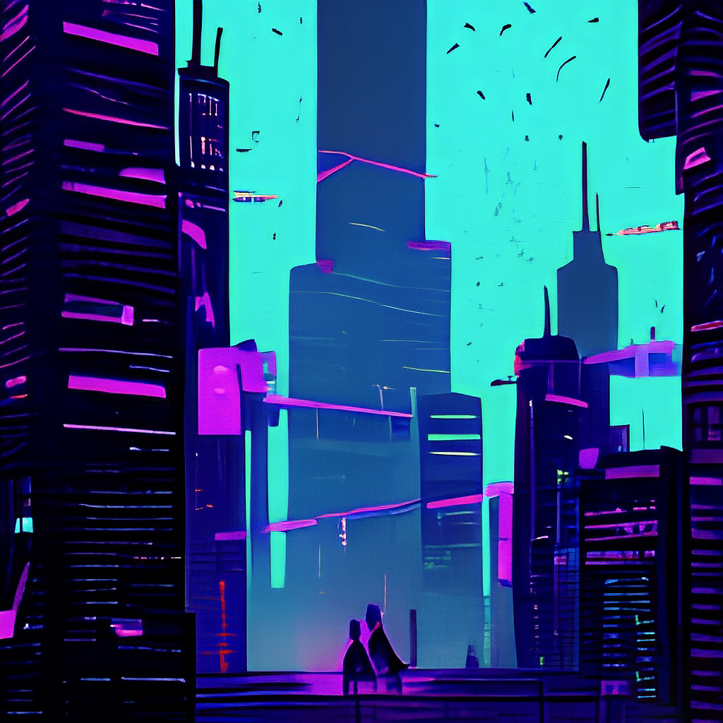 万圣节数字赛博朋克城市夜景数字5G芯片科幻节日概念