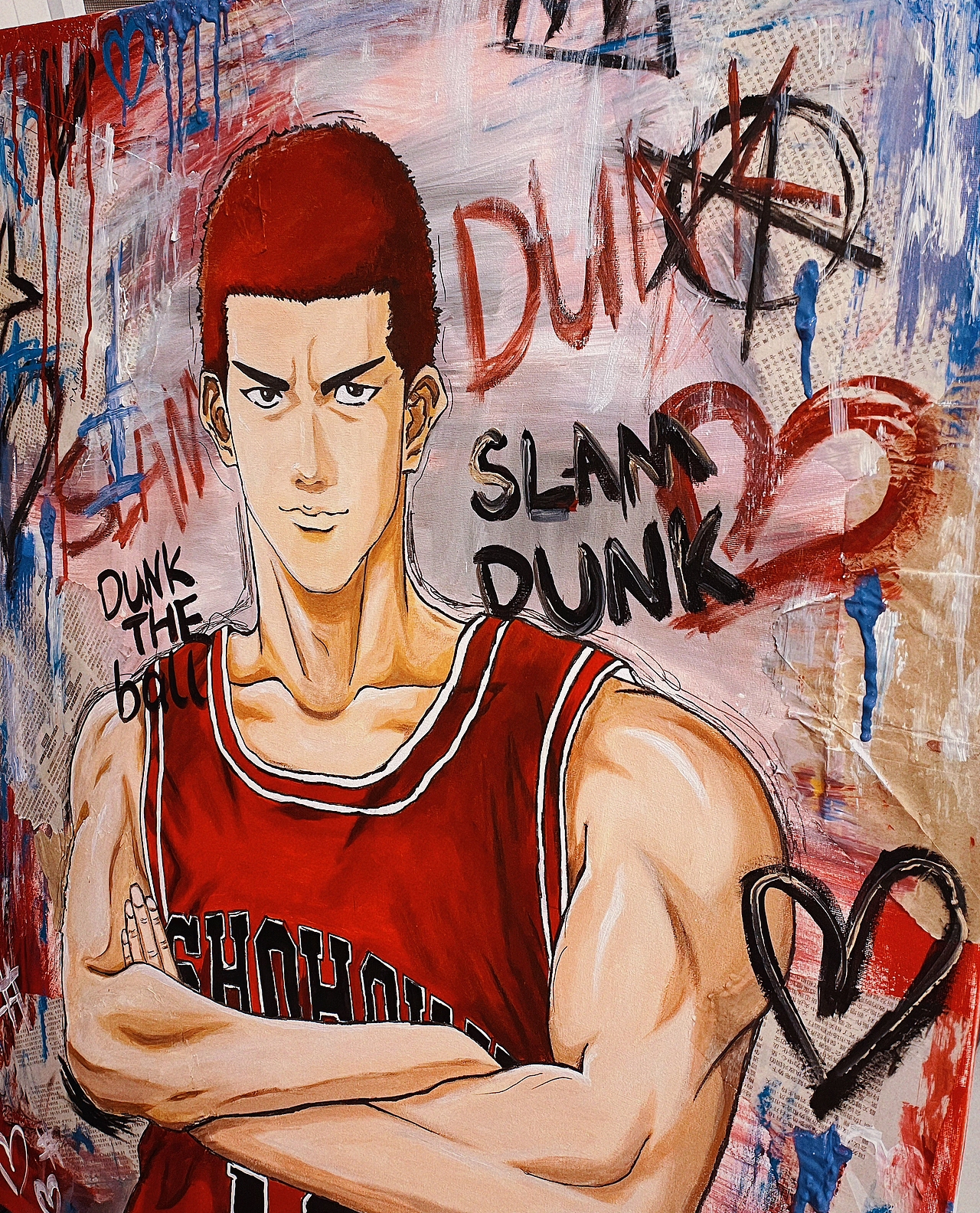 《樱木花道》丙烯画（图ZMzUyMzU1NTg4） - 艺术插画 - 站酷设计师艺高刘胆大原创素材 - 站酷ZCOOL