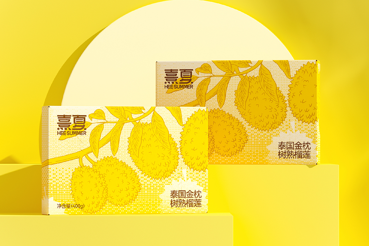 熹夏HEE SUMMER×南风效应-生鲜品牌设计榴莲包装设计（图ZMzM0ODU4MTg4） - 包装 - 站酷设计师南风效应品牌设计原创素材 - 站酷ZCOOL