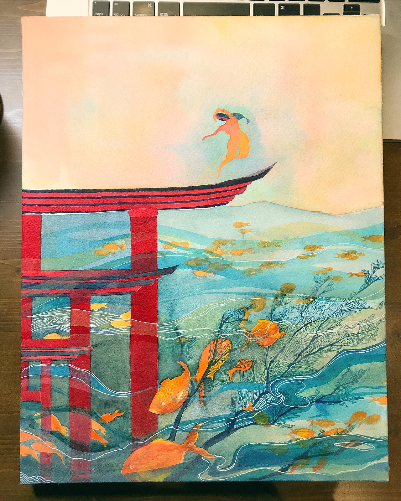 a3,紙本水彩及丙烯顏料.2017年初創作的一套作品.