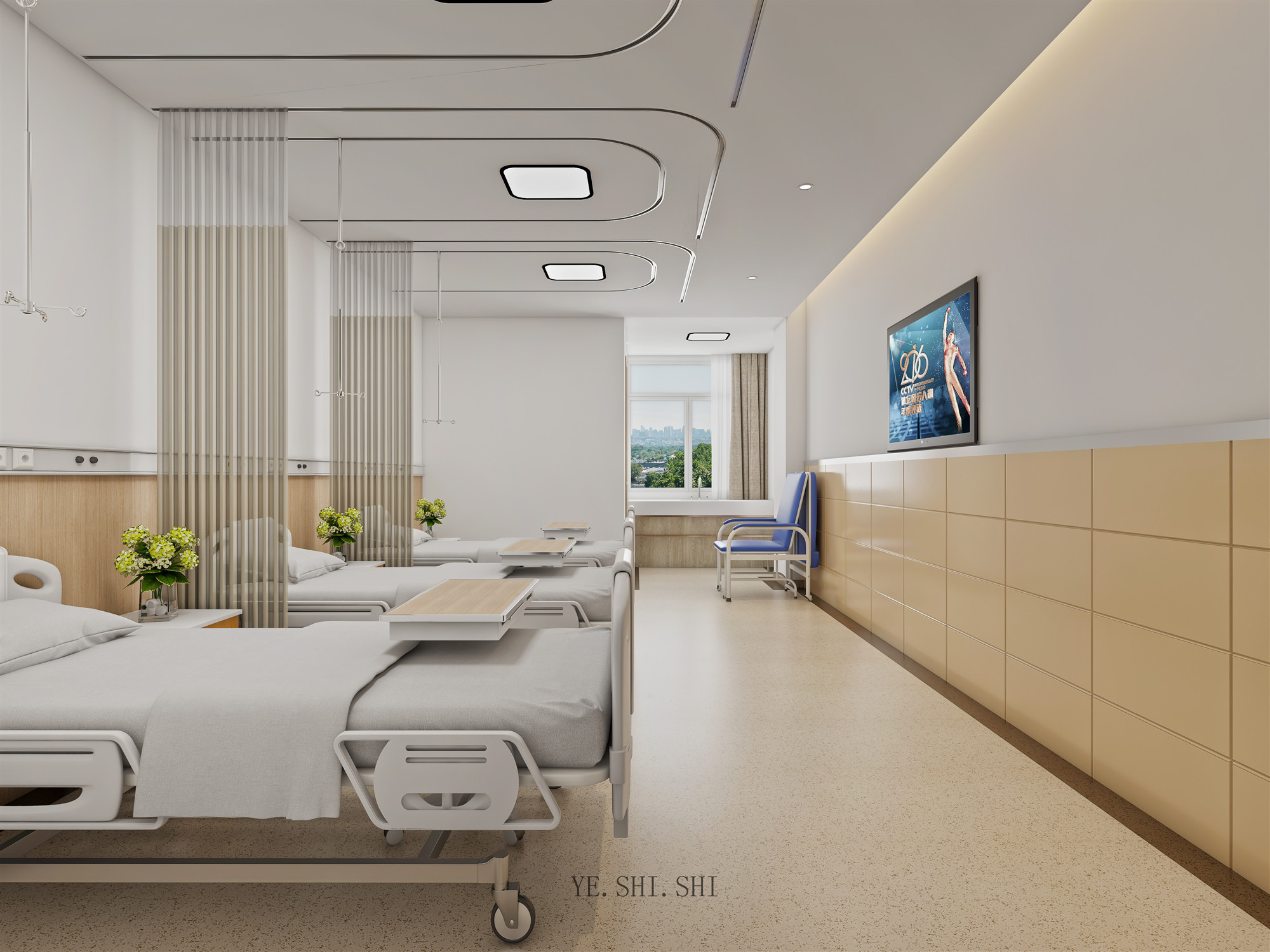 现代医院护士站输液厅3d模型下载_ID10108349_3dmax免费模型-欧模网