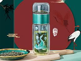国潮风泡茶师双层玻璃杯