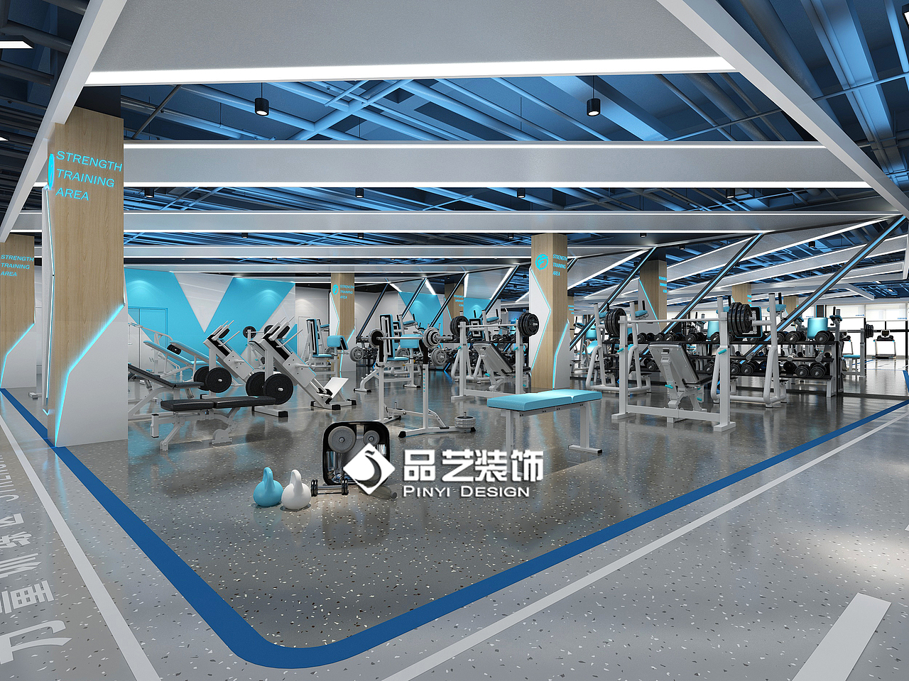 南宁富必达健身会所健身房设计（图ZMjMwMDMyMjA4） - 家装设计 - 站酷设计师品艺装饰原创素材 - 站酷ZCOOL