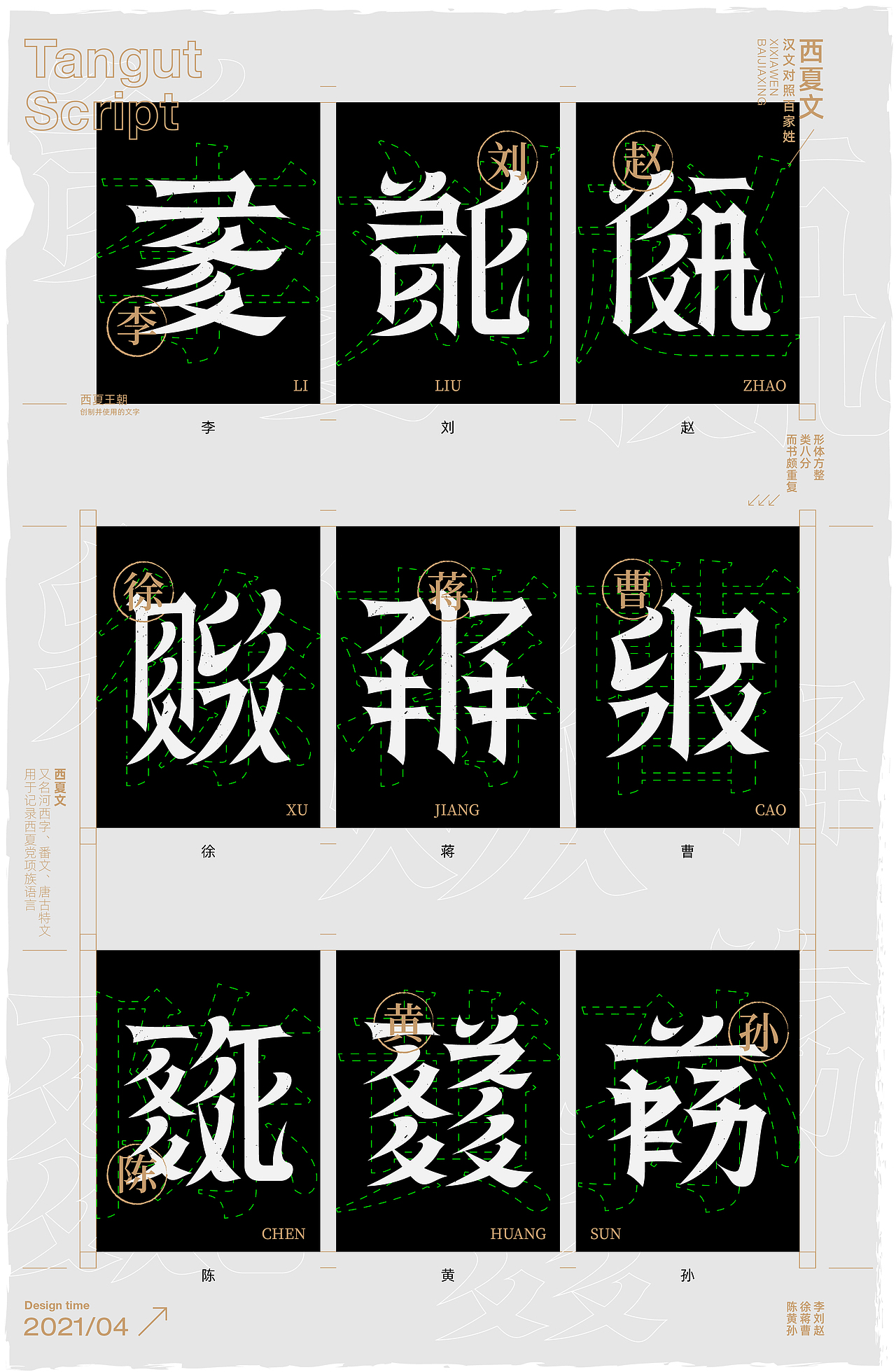 西夏文百家姓字体设计