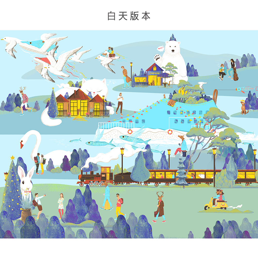 uin旅游鞋店面形象插画