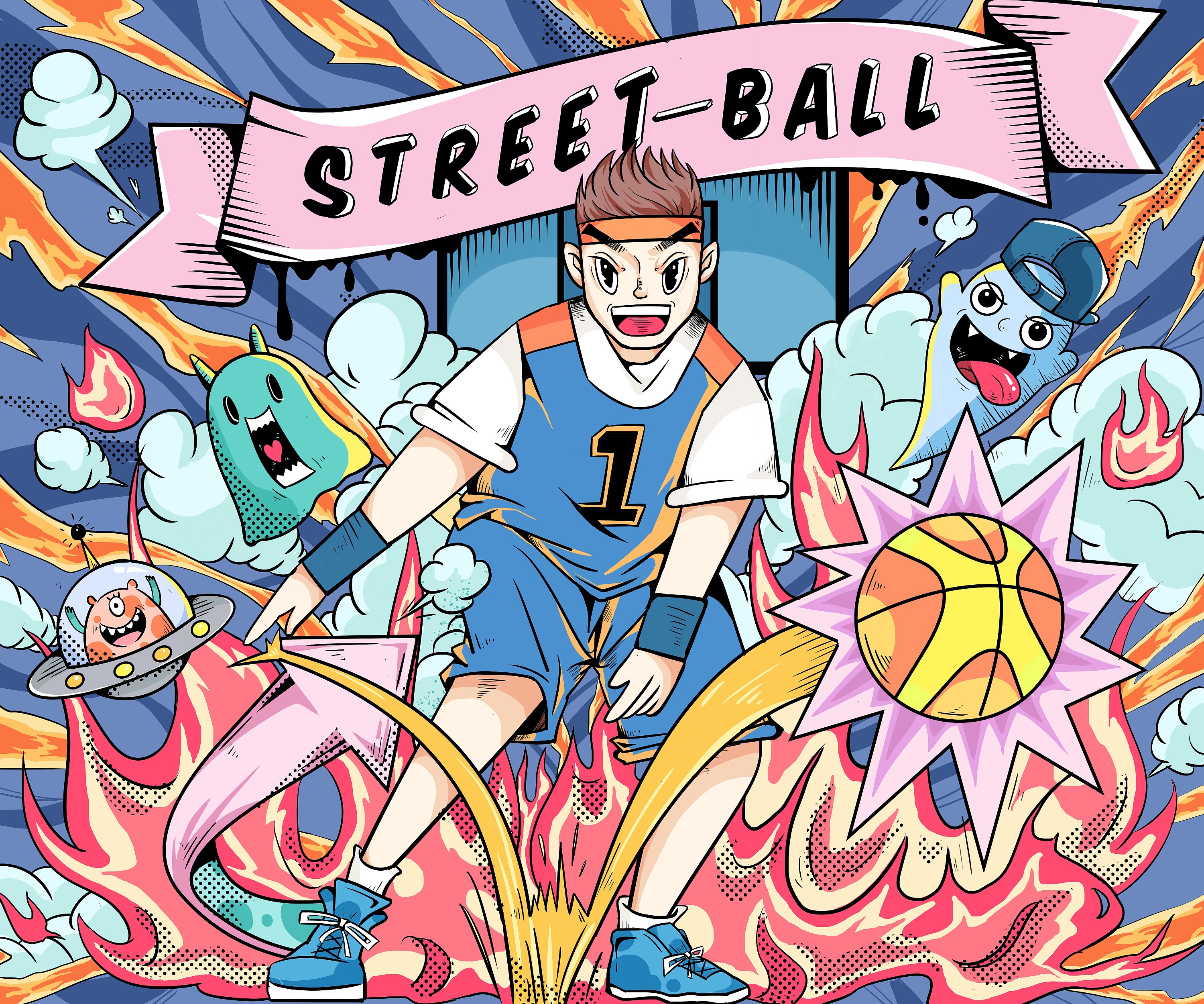 篮球队人物画|插画|商业插画|wyhotman - 原创作品 - 站酷 (ZCOOL)