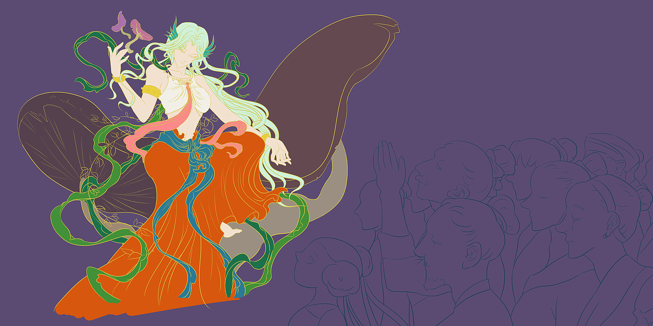 《楚辞 九歌 山鬼》插画过程解析（图ZMjU4NTk4MDg4） - 创作习作 - 站酷设计师图南南的杂货铺原创素材 - 站酷ZCOOL