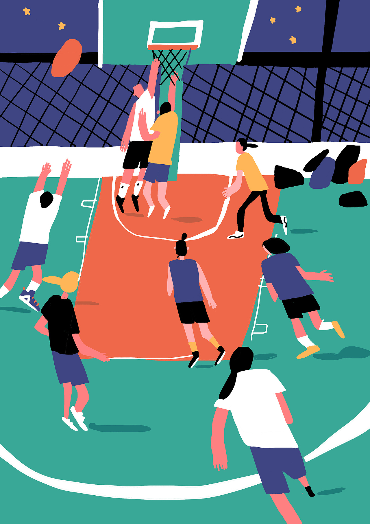全民篮球场|插画|创作习作|宋潇洒宋潇洒_原创作品-站酷(zcool)