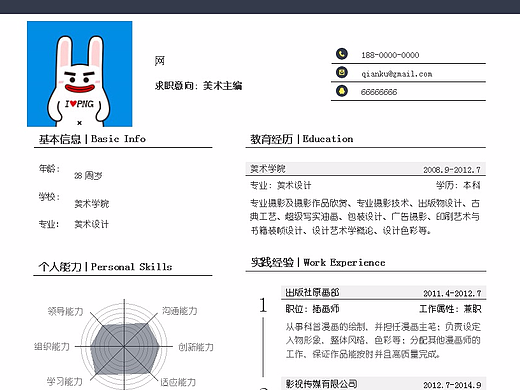 简单简历创意蓝色简历模板