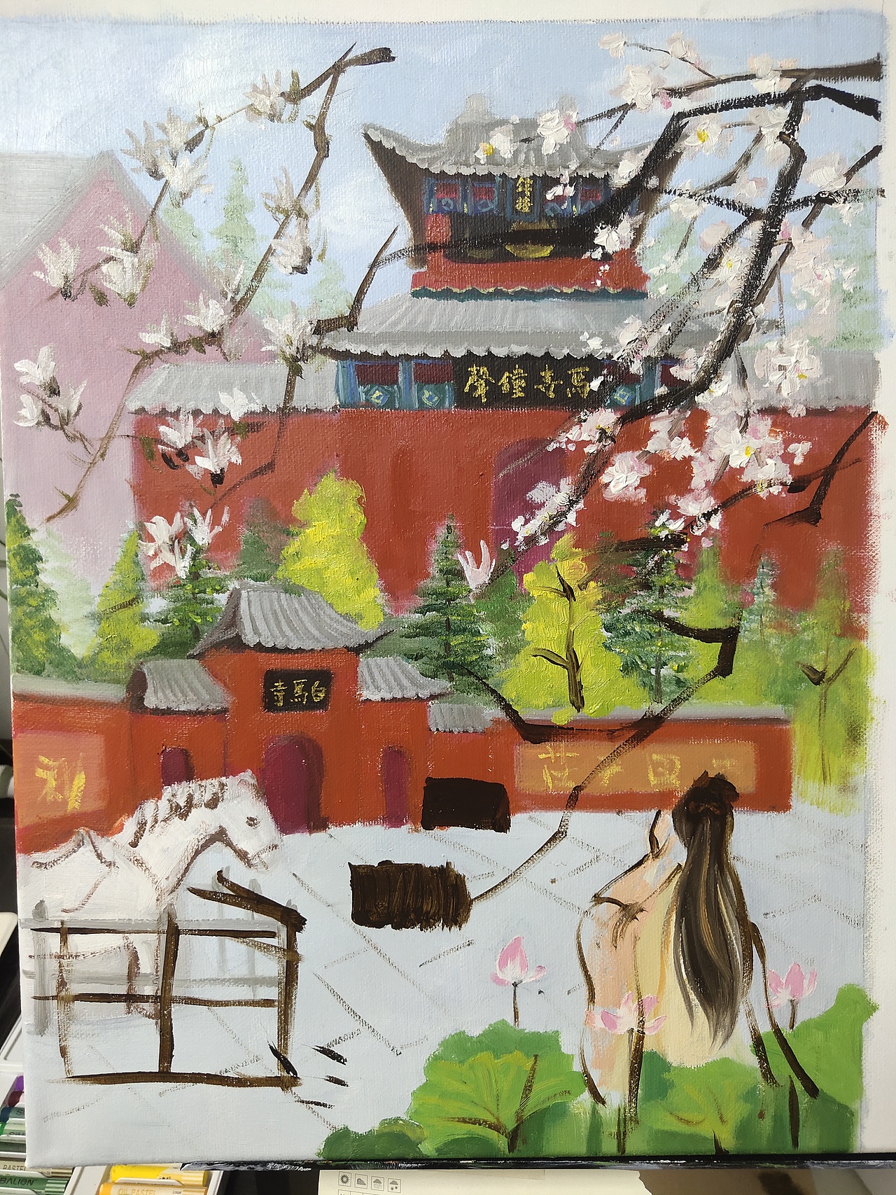 洛阳八大景——2马寺钟声（图ZMjI5OTU5MzI0） - 绘画 - 站酷设计师画洛阳原创素材 - 站酷ZCOOL