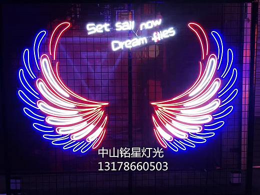 天使翅膀造型灯酒吧街商场酒店灯光节造型美陈灯饰画