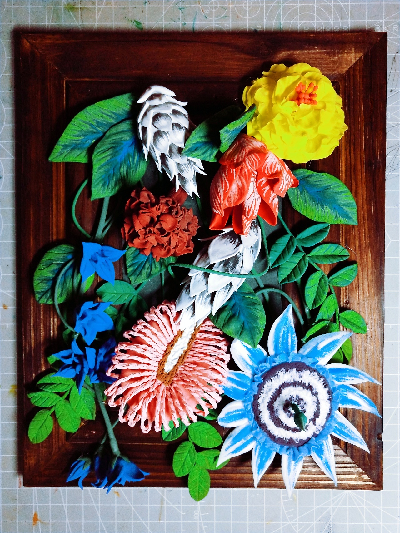 浮雕花卉作品图片图片