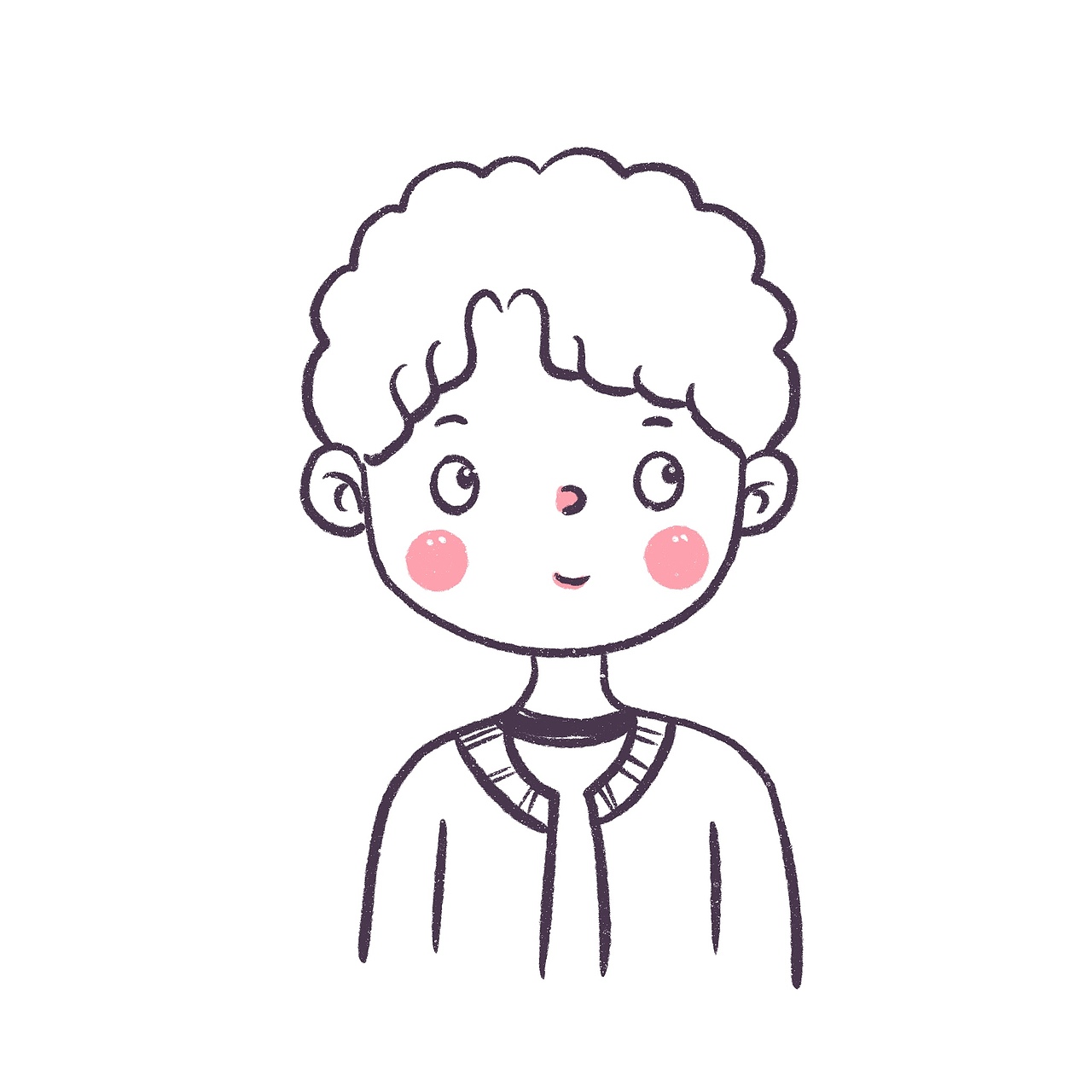 花栀子插画:男生简笔画头像黑白头像