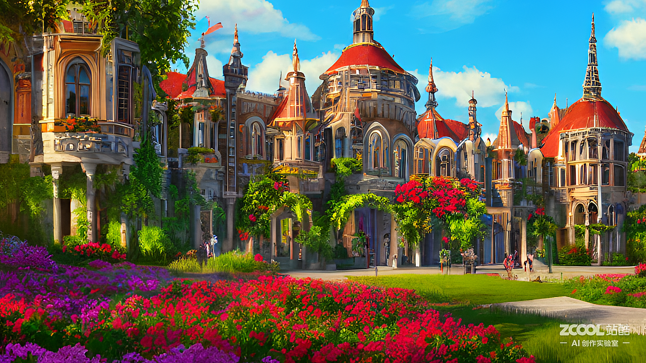 #AI创作实验室#【组图】宫殿门前花满庭
