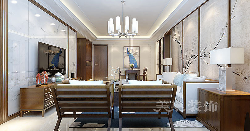 朗悦公园道1号129平四室两厅新中式风格装修效果图（图ZNzk4MjE4NjA=） - 家装设计 - 站酷设计师美巢装饰环保装修原创素材 - 站酷ZCOOL