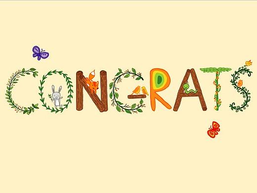 手绘插画风祝贺卡片congratulations