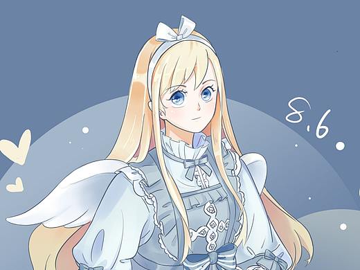 云朵少女插画