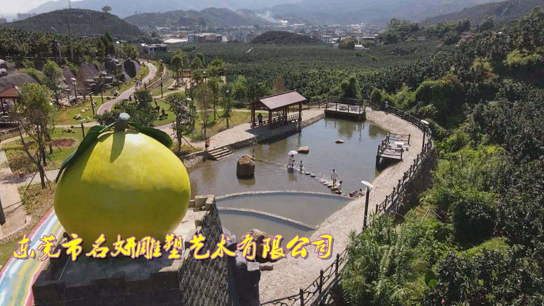 广西柚子园私人定制2米高的玻璃钢沙田柚雕塑模型道具
