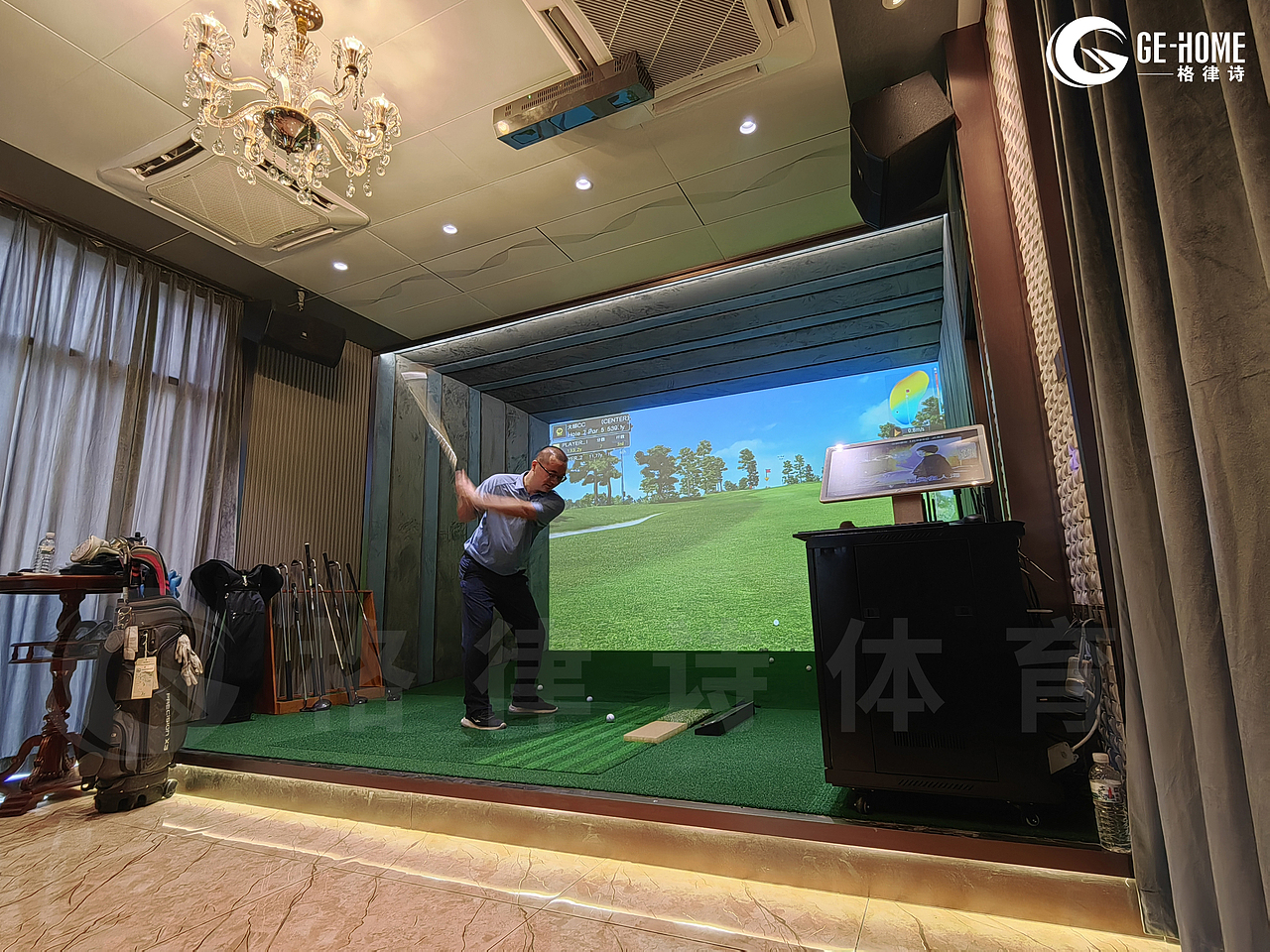 碧桂园室内高尔夫模拟器&KTV系统别墅案例格律诗体育