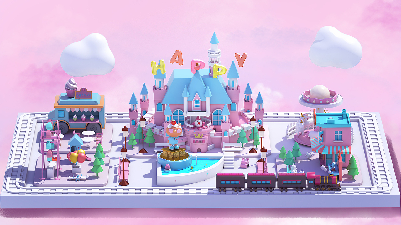 卡通游乐场 场景建模