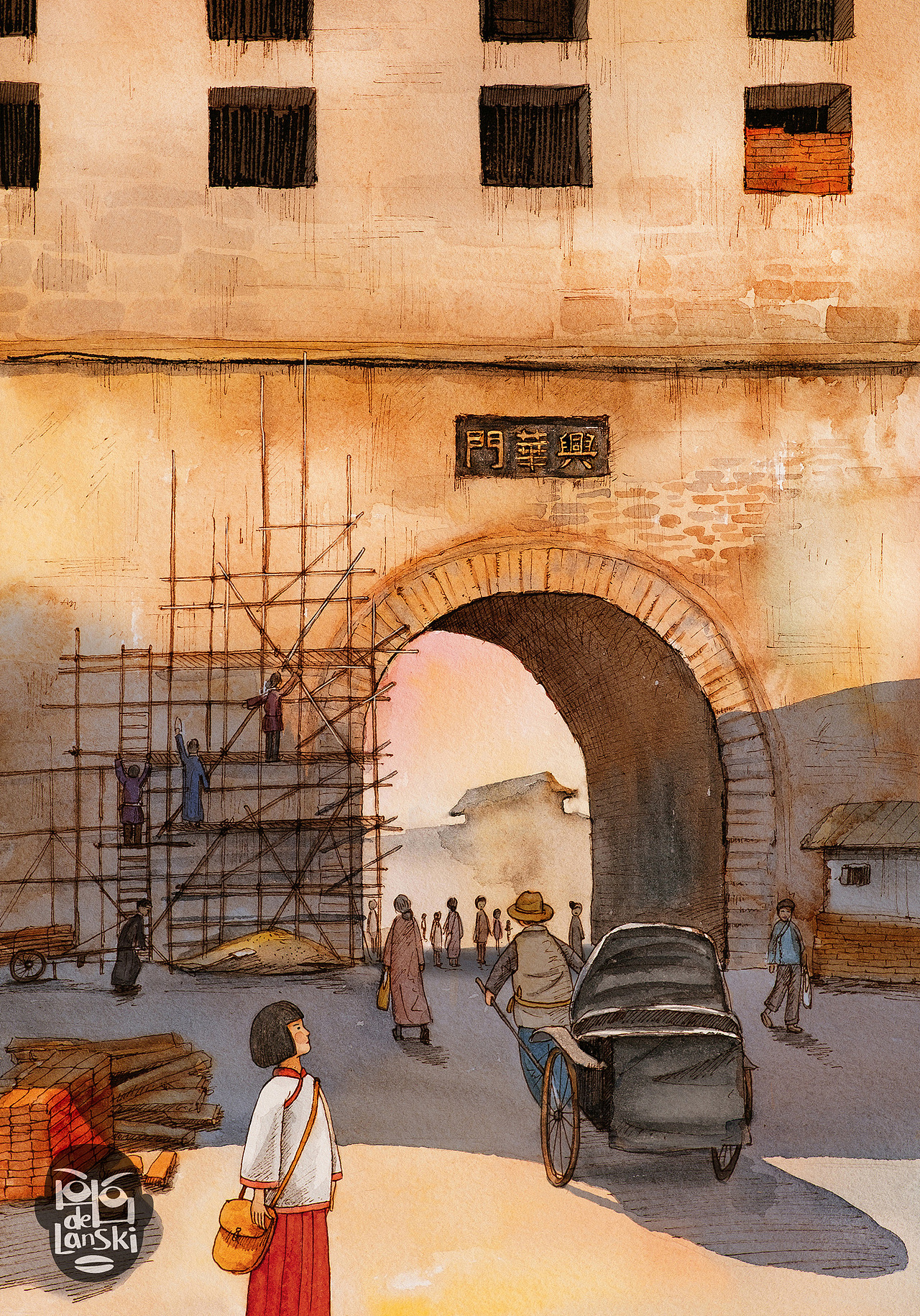 《城南旧事》水彩插图