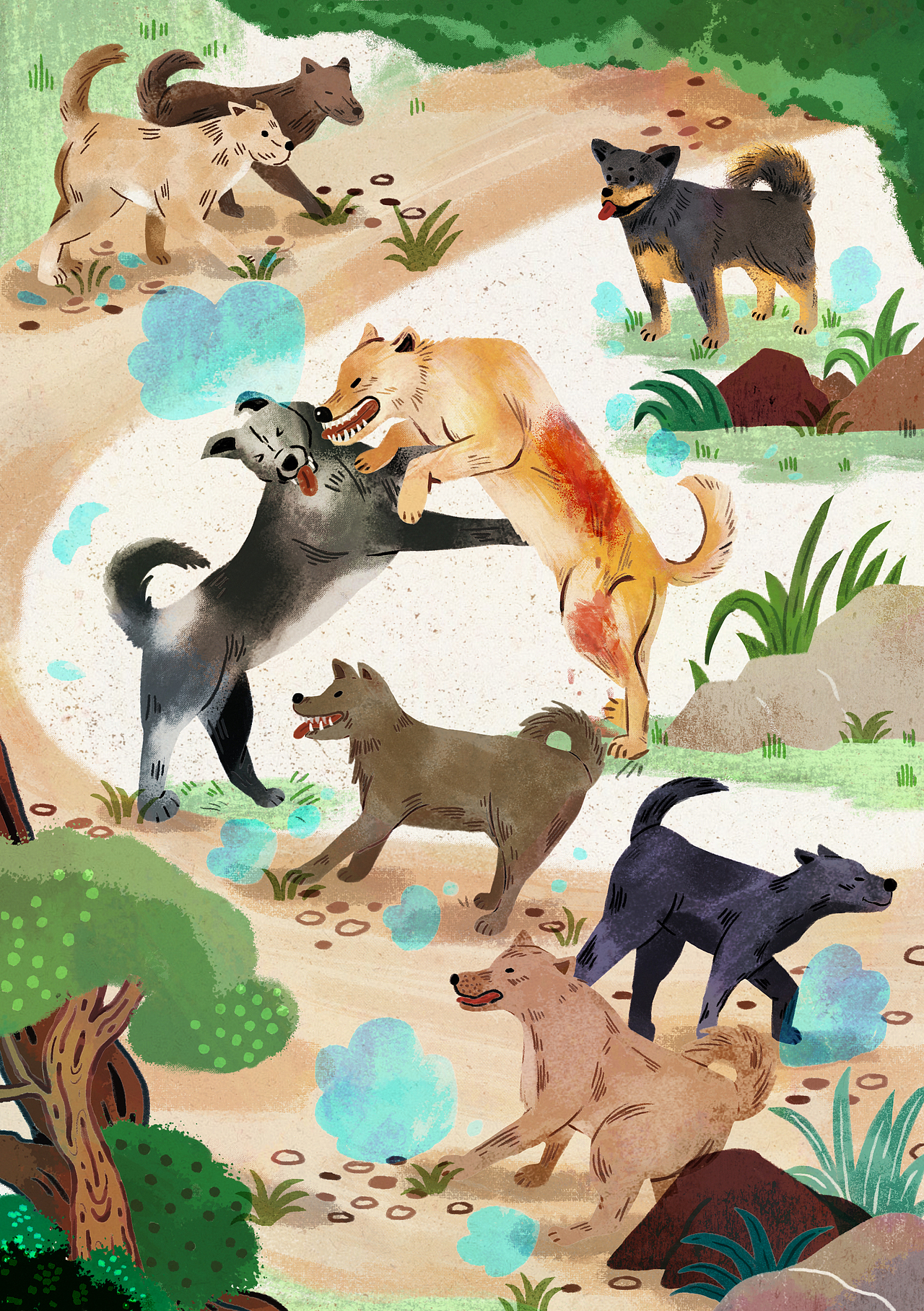 与浙江文艺出版社合作的桥梁书内页插画