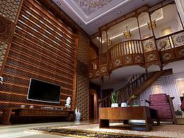 郑州860平别墅设计新中式设计装修样板设计