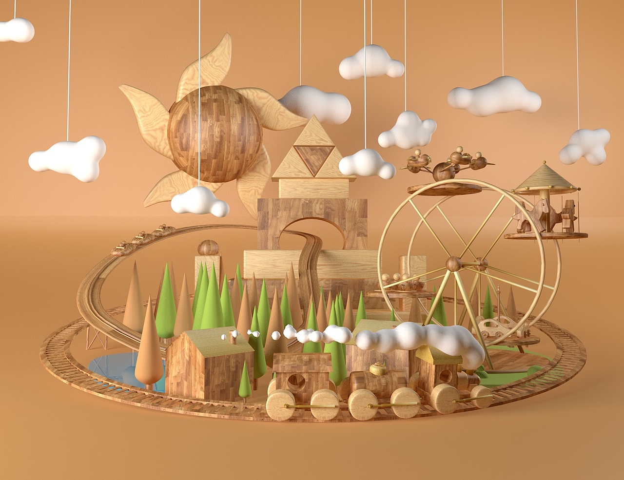 游乐场c4d（图ZMjkzNTkzNDA0） - 场景 - 站酷设计师古楼111原创素材 - 站酷ZCOOL