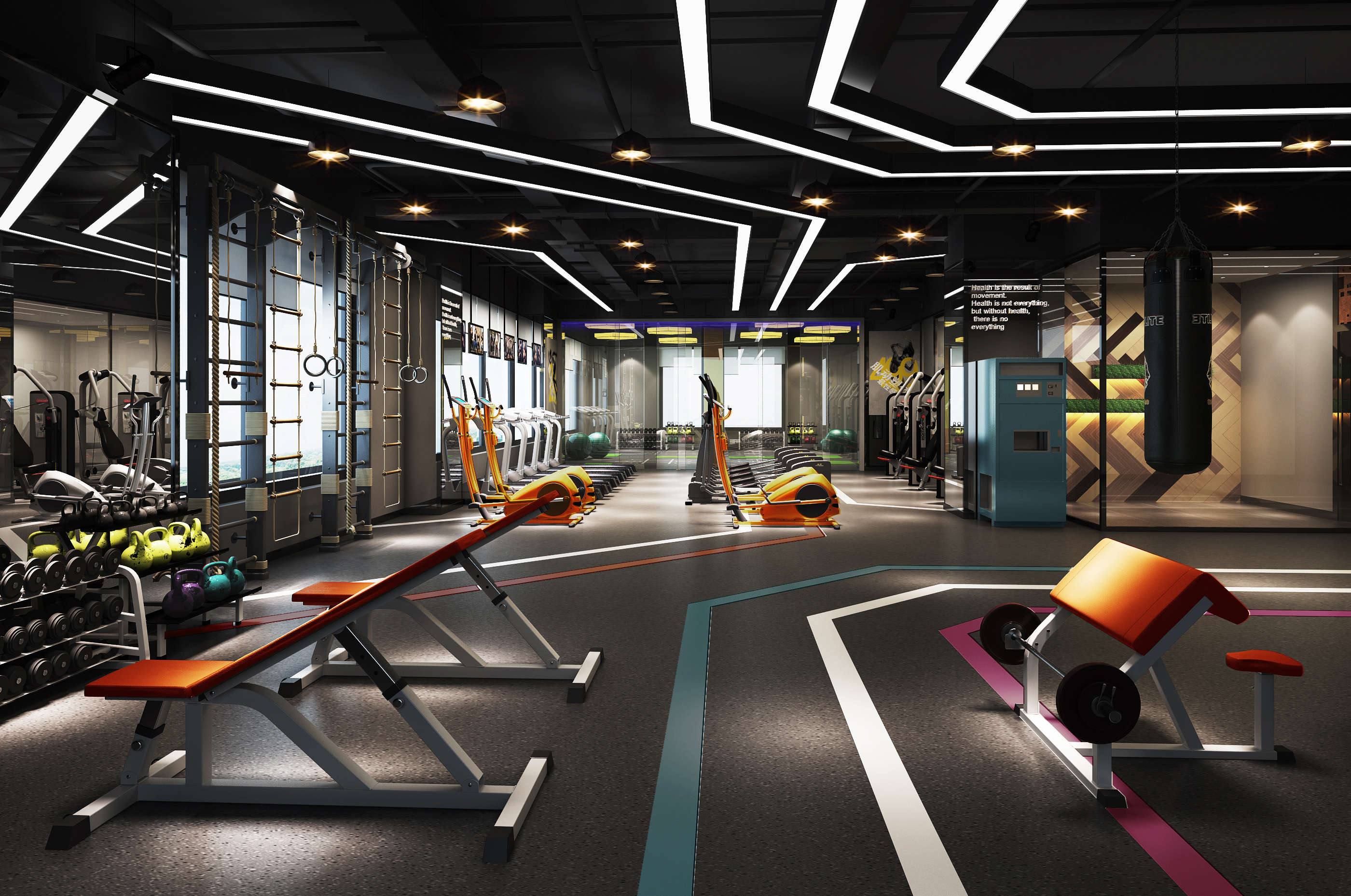 为繁忙都市人准备的健身场所 —— PLUS健身房 【灵想装饰】-建e网设计案例